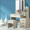 Dressing Table Stool Bedroom Vanity Set Makeup Desk with Mirror & 4 Drawer NEW