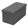 GREY LINEN FOLDING STORAGE OTTOMAN POUFFE SEAT FOOT STOOL HOME STORAGE BOX UK