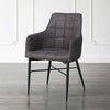 2* Brown/Grey Faux Leather/PU Dining Chairs Armchairs Padded Office Dining Room