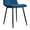 2 Pcs Dining Chair Velvet Upholstered Kitchen Metal Legs Chair Dining Room Blue