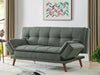 Grey Fabric Sofa Bed Cushioned Wooden Legs Sofabed Adjustable Armrest Function