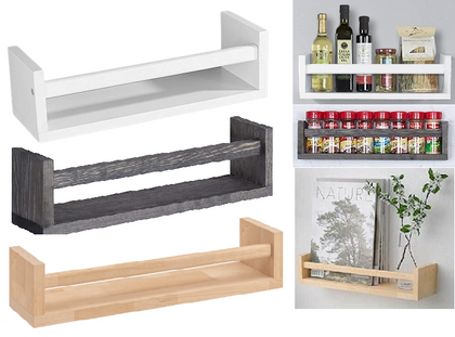 Spice Jar Rack Floating Wall Mounting Wooden Shelves Shelf Display Book Storage