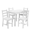Modern Solid Wooden White Dining Table and 4 Chairs Set Home Kitchen Furniture