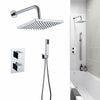 Black Shower Set Bathroom Thermostatic Mixer Square Twin Head Exposed Valve Bar