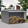 8X8FT Metal Log Store Firewood Storage Tool House Outdoor Garden Shed Apex Roof