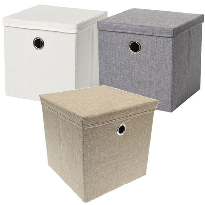 Foldable Storage Boxes with Lid Collapsible Home Clothes Organizer Fabric Cube