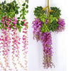 Artificial Silk Fake Wisteria Flowers Garland Vine Hanging for Garden Shop Bar