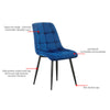 Set of 2 Blue Grey Velvet Dining Chairs Dinning Kitchen Room Metal Leg Padded