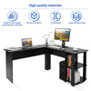 Corner L-Shaped Computer Desk Black PC Table Workstation Home Office w/ Shelves