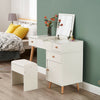 Vanity Dressing Table Makeup Desk Flip-up Mirror,3 Drawers Stool 1 Door Storage;
