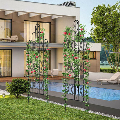 179cm Tall Metal Garden Trellis for Climbing Plants Support Frame Wall Trellis
