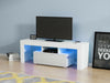 White Modern TV Stand Matt Cabinet Unit 130CM Width High Gloss Door LED Light