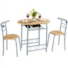 Compact Dining Room Set, 3 Piece Kitchen Breakfast Bar Table with Storage Shelf