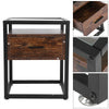 Industrial Nightstand Side Table Storage 1 Drawer Retro Rustic Bedside Cabinet