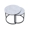 MODERN SET OF 2 MARBLE EFFECT NEST OF TABLE ROUND SIDE TABLE WITH METAL FRAME