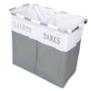 2 COMPARTMENT LAUNDRY CLOTHES WASHING STORAGE BASKET HAMPER DARK AND LIGHTS