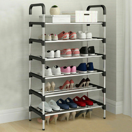 5 6 Tier Metal Shoe Rack Stand Storage Organiser Shelves Footwear Display Shelf