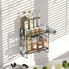 2-Tier Bathroom Over The Toilet Storage Shelf Iron Bathroom Organizer with Hooks