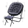 Folding Moon Armchair with Footstool Foldable Single Sofa Chair Cushioned Seat