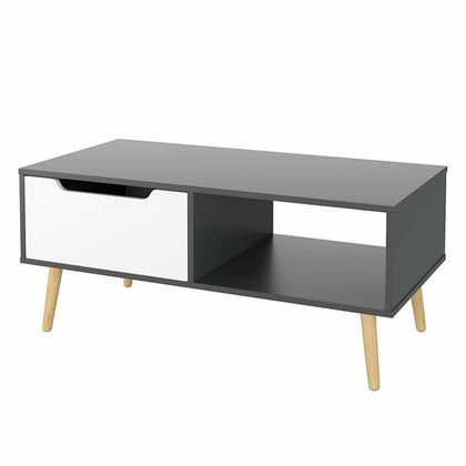 Modern Coffee Table with Drawer and Open Storage TV Stand Living Room Unit