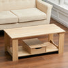 2Tier Coffee End/Side Table Wood Grain Design w/ Storage Drawer Shelf LivingRoom