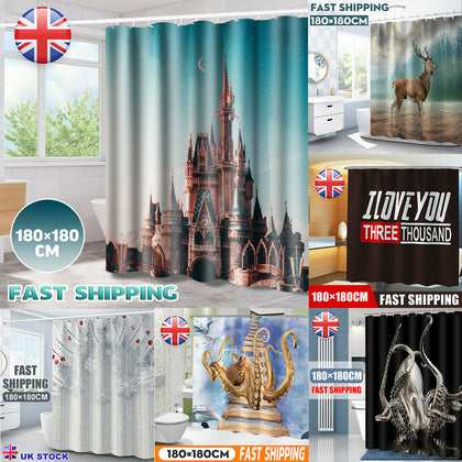 New Modern Bathroom Polyester Shower Curtain With Hooks Ring 180x180c