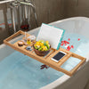 Bath Caddy Tray Bamboo Bathtub Organizer Tablet Holder Adjustable Bamboo