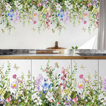 DIY Tropical Leaves Wall Sticker Butterfly Flower Plant Decal Living Room Home