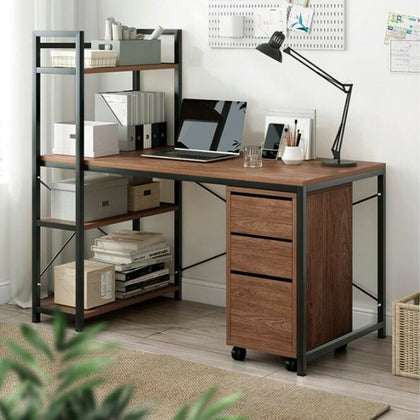 Corner Computer Desk H-shaped PC Laptop Table Home Office Workstation +4 Shelves