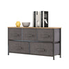 Fabric Chest of 5 Drawers Cabinet Storage Unit Bedside Table Organiser Grey