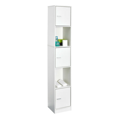 Bathroom Cabinet Tallboy Cupboard Storage Unit w/ Shelves & 3 Doors 180 CM White