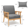 Mondeer Armchair Sofa Linen Wood Frame w/Cushion Lounge Living Room Dark Gray