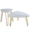 2PCS Marble Side Table Coffee End Laptop Tables Gold Metal Legs Living Room