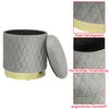 Ottoman Round Footstool With Lift of Lid Storage Lounge Padded Footstool Velvet