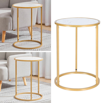 Accent Marble Effect Coffee Table End Console Table Gold Frame Living Room
