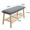 2 Tier Wooden Shoe Rack Storage Bench Bed End Stool Velvet Fabric Padded Seat