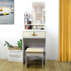 Small Dressing Table w/ 10 LED Light Mirror Dresser Bedroom Makeup Desk & Stool