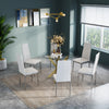 2/4/6 Seaters Dining Glass Table & High Backrest White Chairs Dinner Set Kitchen