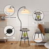 Floor Lamp with Table Tripod 2-Tier Side Table Standing Lamp Pleated Lampshade