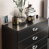 5 Drawer Chest Black Wood Dresser Bedroom Storage Furniture Unit