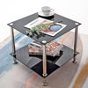 Modern Coffee Table With Lower Shelf storage Glass Chrome Living Room furniture