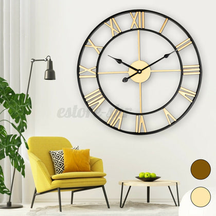 Extra Large Roman Numerals Skeleton Wall Clock Big Giant Open Face Round UK