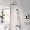 Bathroom Thermostatic Mixer Shower Set Square Chrome Twin Head Exposed Valve