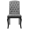 2PCS Chesterfield Fabric Dining Chair Button Backrest Chairs High Back Wood Legs
