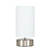 Metal Bedside Table Lamp Touch Dimmer Chrome Base Fabric Light Shade LED Bulb