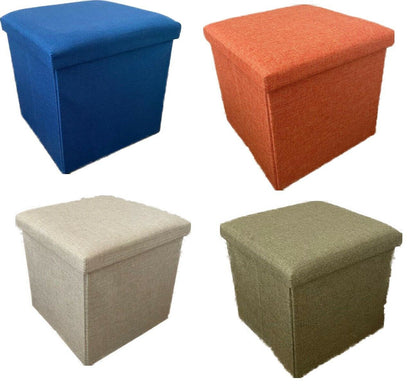 Linen Folding Ottoman Storage Box Seat Bedroom Living Room Footstool Chest