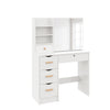 Modern Dressing Table Makeup Desk Vanity Set with Sliding Mirror 5 Drawers Stool