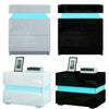 High Gloss Bedside Table Nightstand Cabinet Chest of 2 Drawer RGB LED Light Lamp