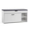 Mondeer Shoe Bench with Seat Storage and Flip-up Drawer Wooden Industrial White