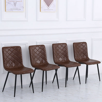 Set of 4 Faux Leather Chairs Living Dining Room Padded Seat Metal Legs Furniture